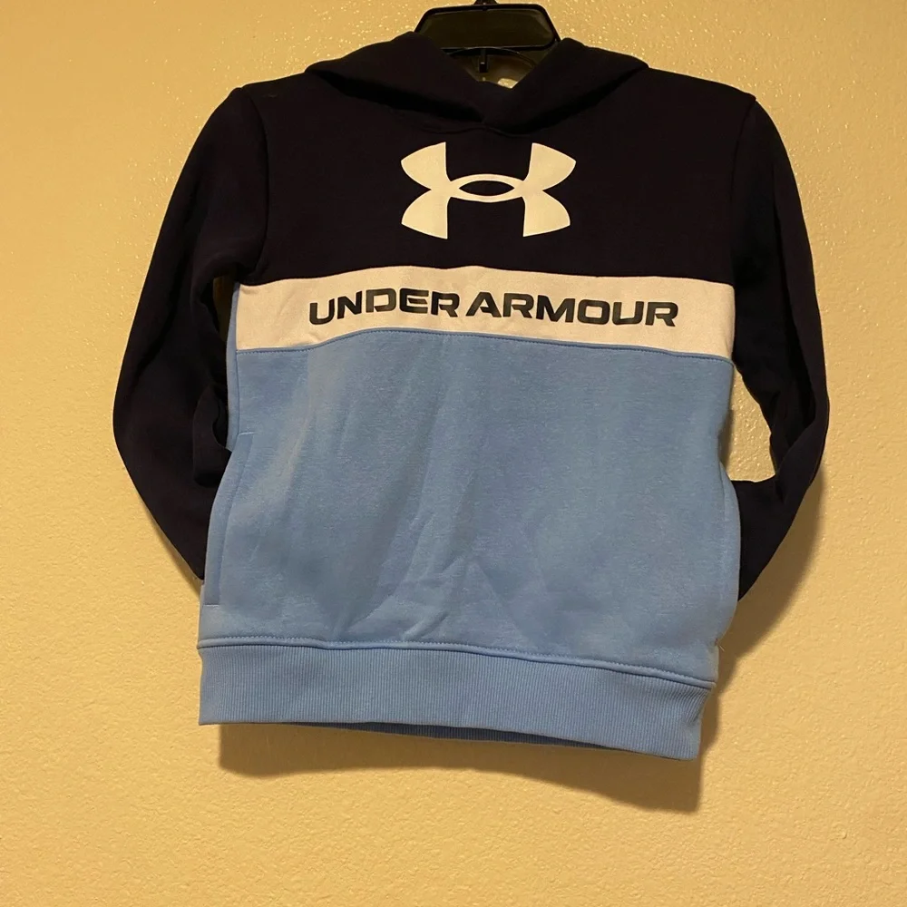 Under Armour Kids' Navy and Light Blue Hoodie Size 7